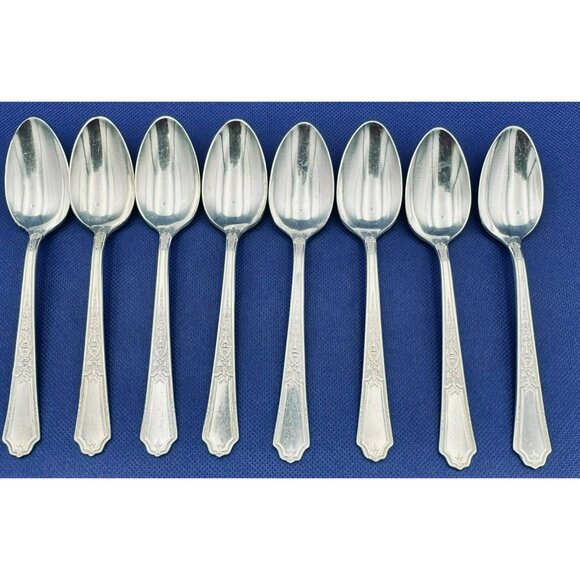 Set of 8 1847 Rogers Bros ANCESTRAL 6" Teaspoons Silver Plate - Picture 1 of 8